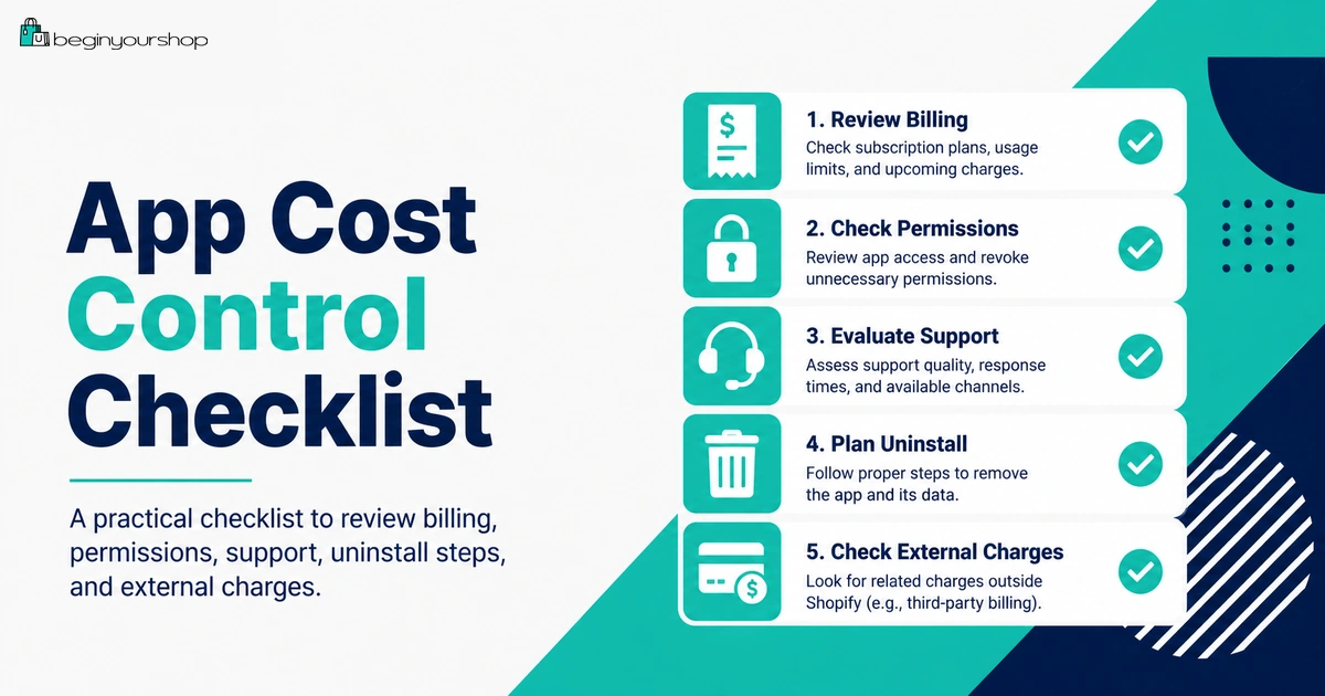 Shopify app cost checklist for beginners before installing apps