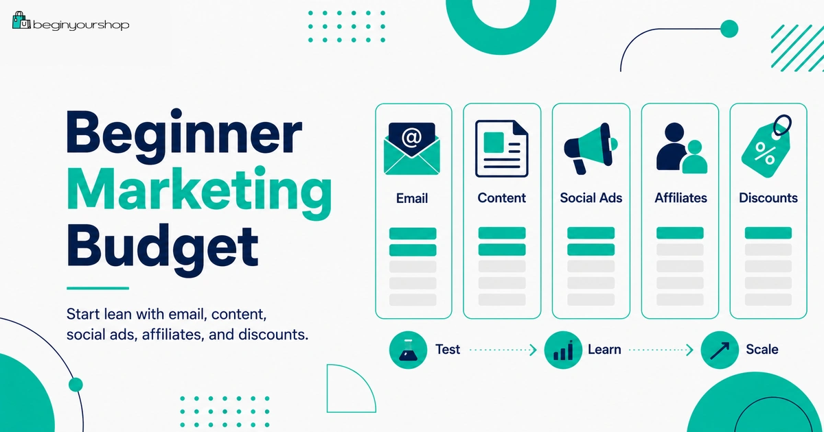 Beginner Shopify marketing budget framework for email content social ads affiliates and discounts