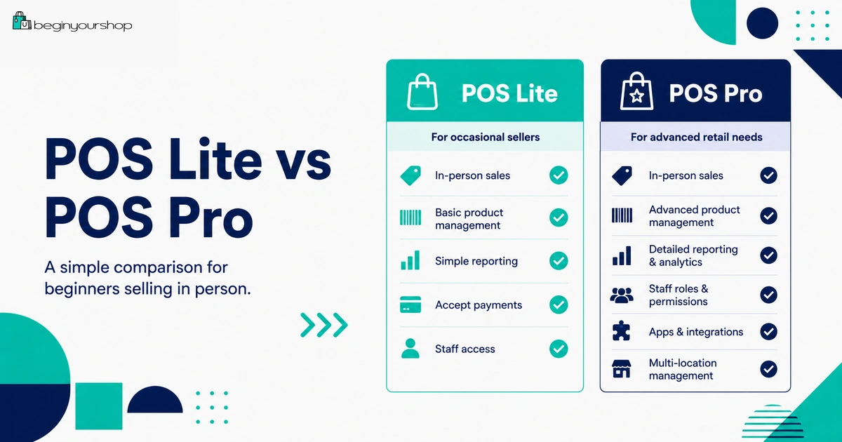 Shopify POS Lite compared with Shopify POS Pro for beginners