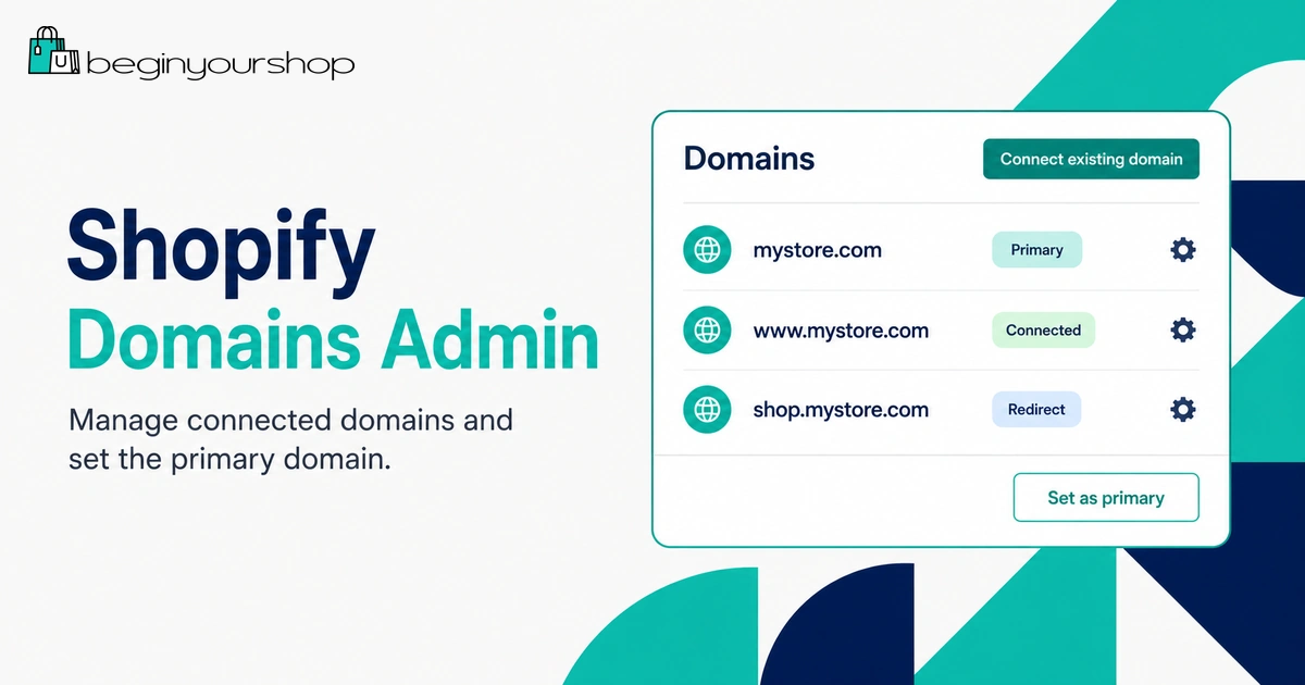 Shopify Domains settings page in the Shopify admin