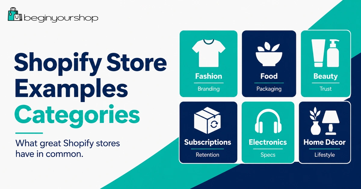 Shopify store example categories and lessons
