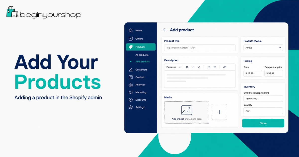 Adding a product in the Shopify admin